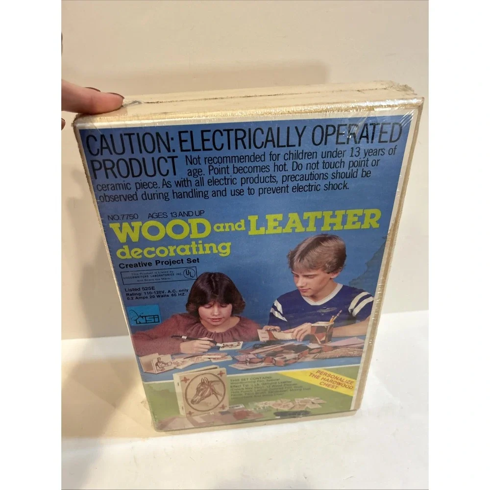 Vintage NSI Wood And Leather Craft Decorating Kit‎ –sealed Set 1970s Project Pen